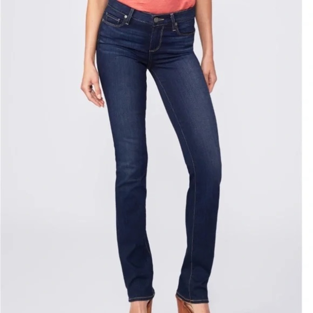 Paige dark blue stretchy Monica straight jeans